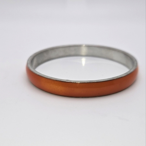 ๐ข3/$19๐ข Orange Silver Tone Metal Acrylic Vintage Bangle Bracelet - Picture 4 of 5